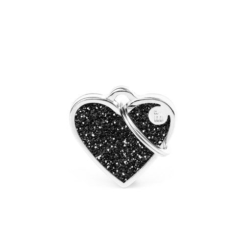 MyFamily Shine Small Black Glitter Heart ID Tag