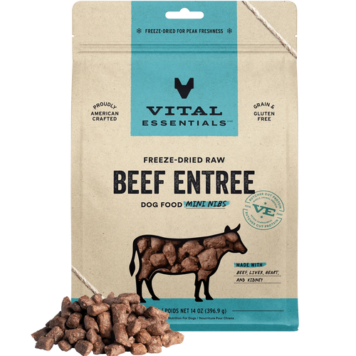 Vital Essentials Freeze-Dried Raw Protein Beef Crunchy Mini Nibs Meal or Mixer Dog Food