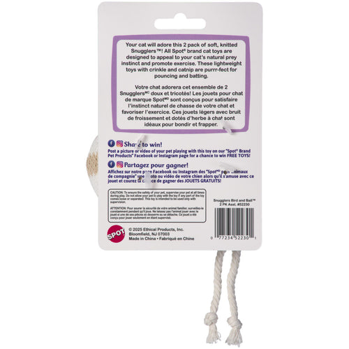 Ethical Pet SPOT Snugglers Bird & Ball 2 Pack Assorted Cat Toy