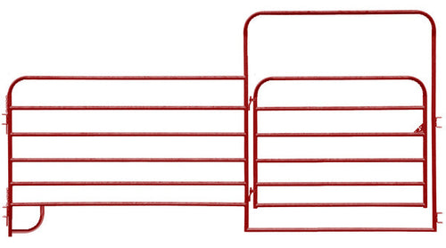 Alligator Corral Panel 6-Bar Round Corner 12ft with 6ft Gate Red Painted
