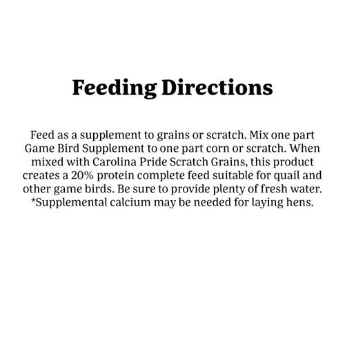 Carolina Pride 30% Game Bird Supplement